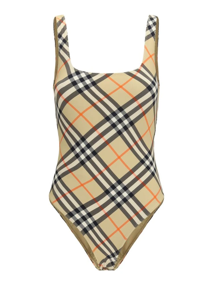 Beige Polyamide One-Piece Swimsuit