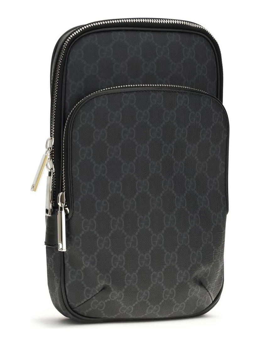 Black Polyurethane Shoulder Bag