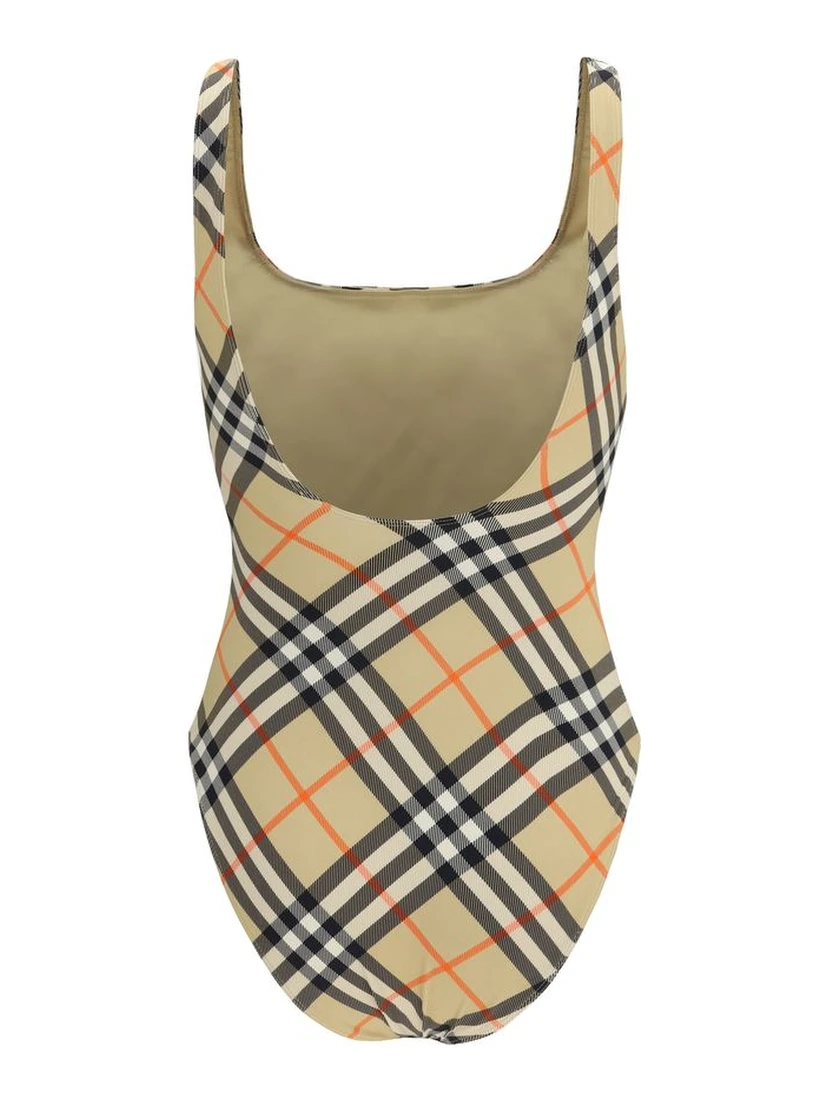 Beige Polyamide One-Piece Swimsuit