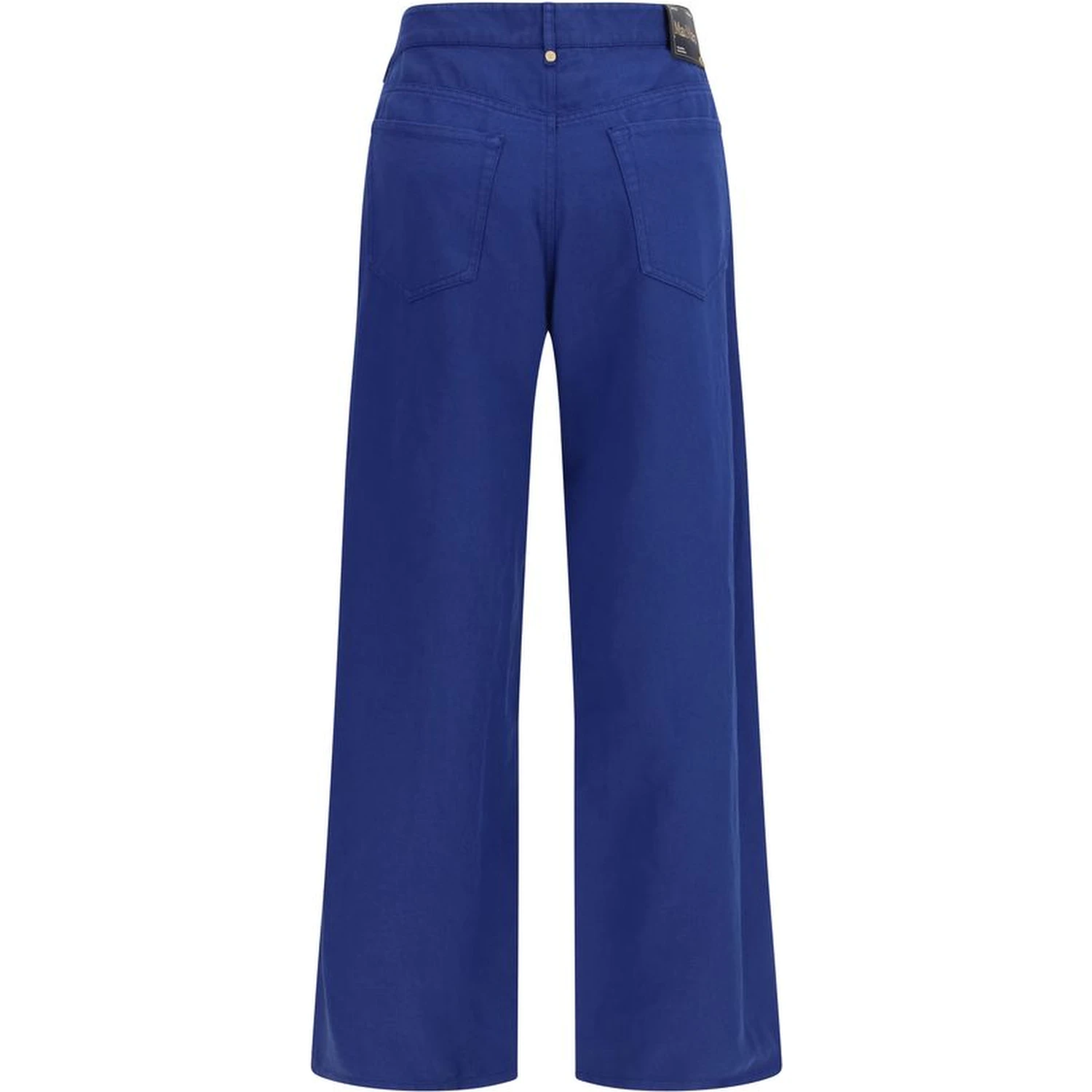 Blue Cotton Casual Pants