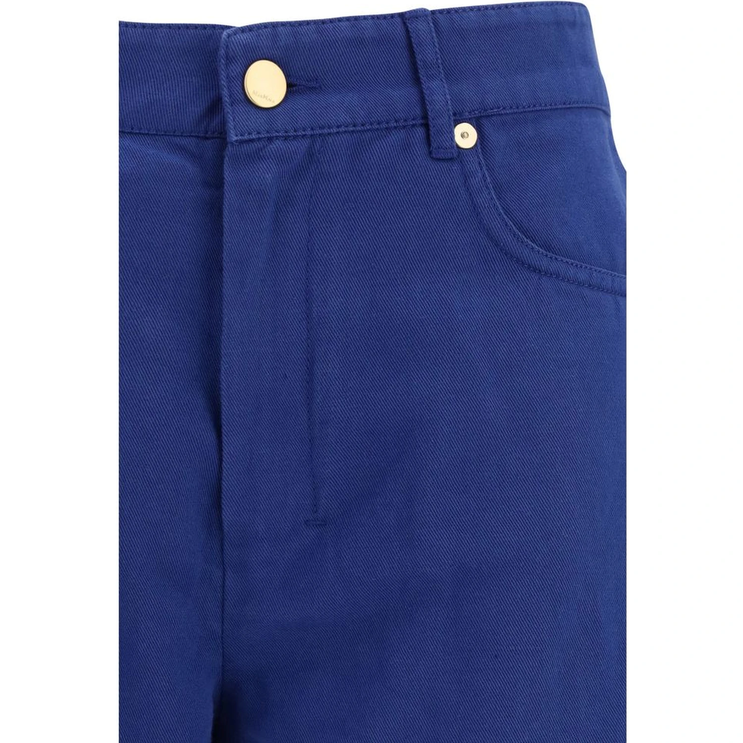 Blue Cotton Casual Pants
