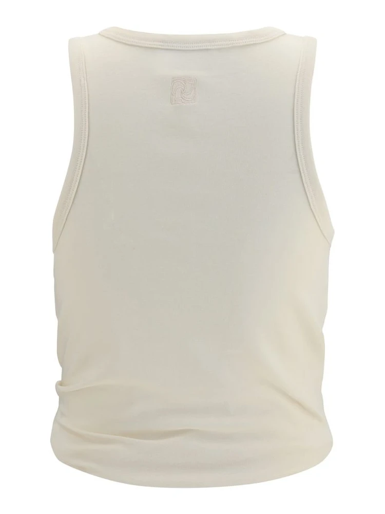 Beige Cotton Sleeveles T-Shirt alternative