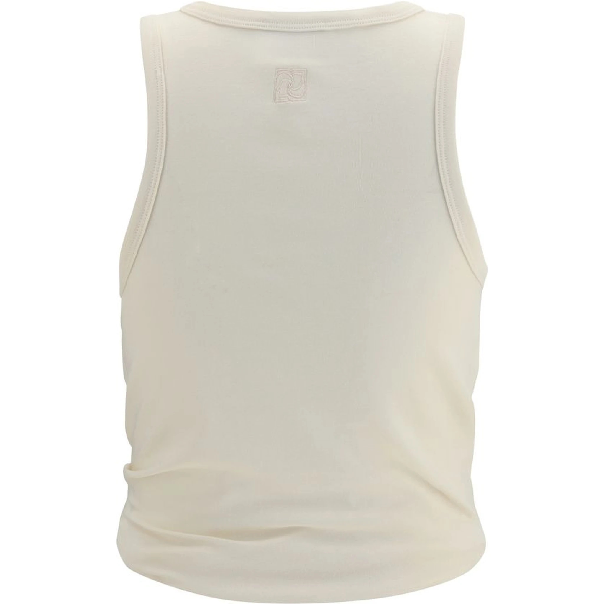 Beige Cotton Sleeveles T-Shirt