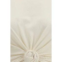Beige Cotton Sleeveles T-Shirt