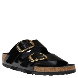 Black Leather Slippers