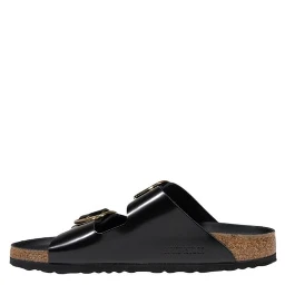 Black Leather Slippers