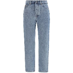 Blue Cotton Tapered Jeans