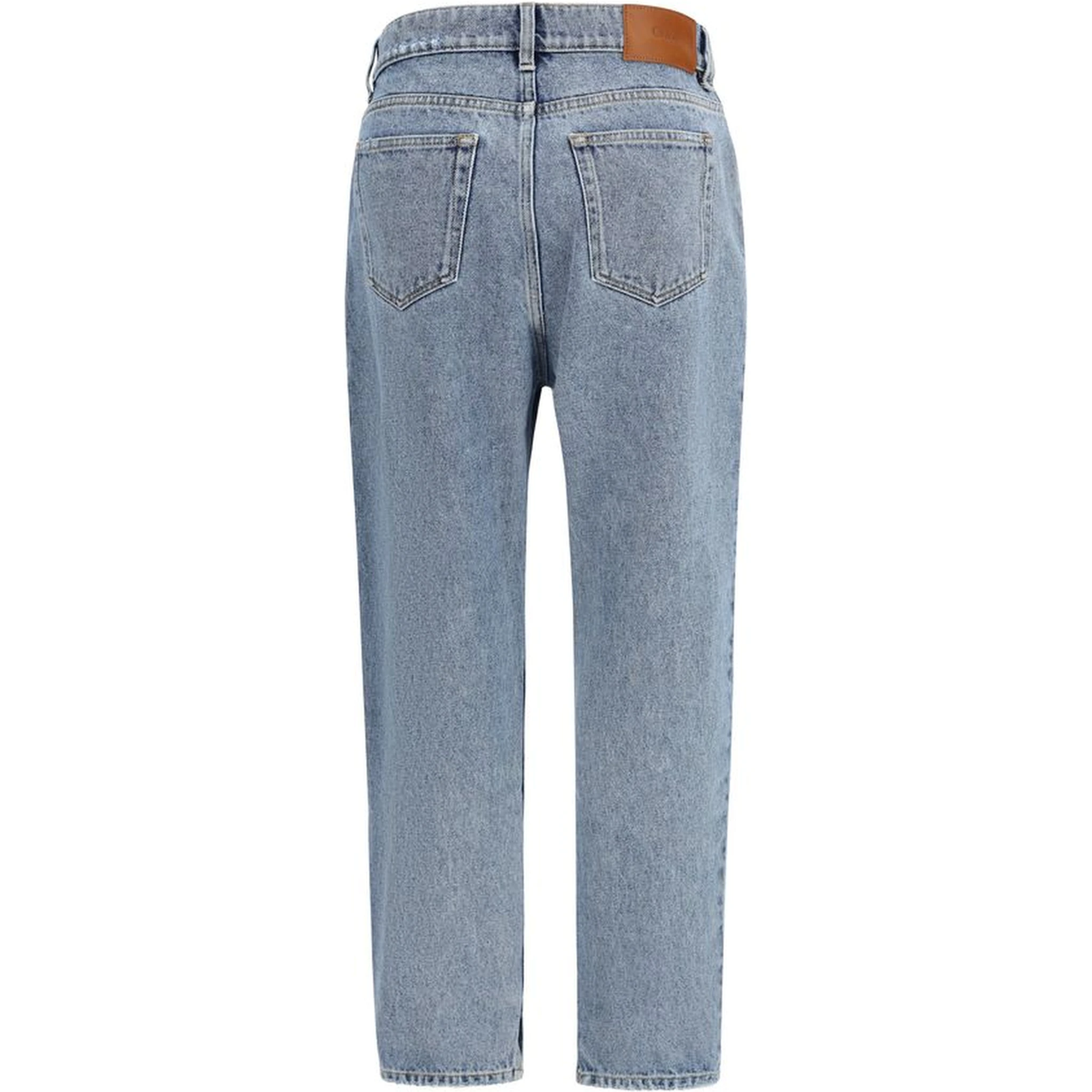 Blue Cotton Tapered Jeans