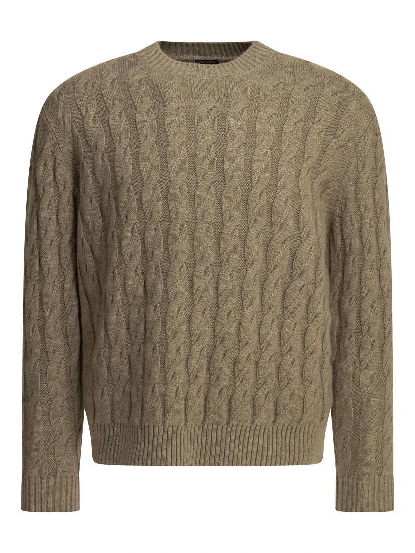 Crewneck knitwear in linen and cashmere blend