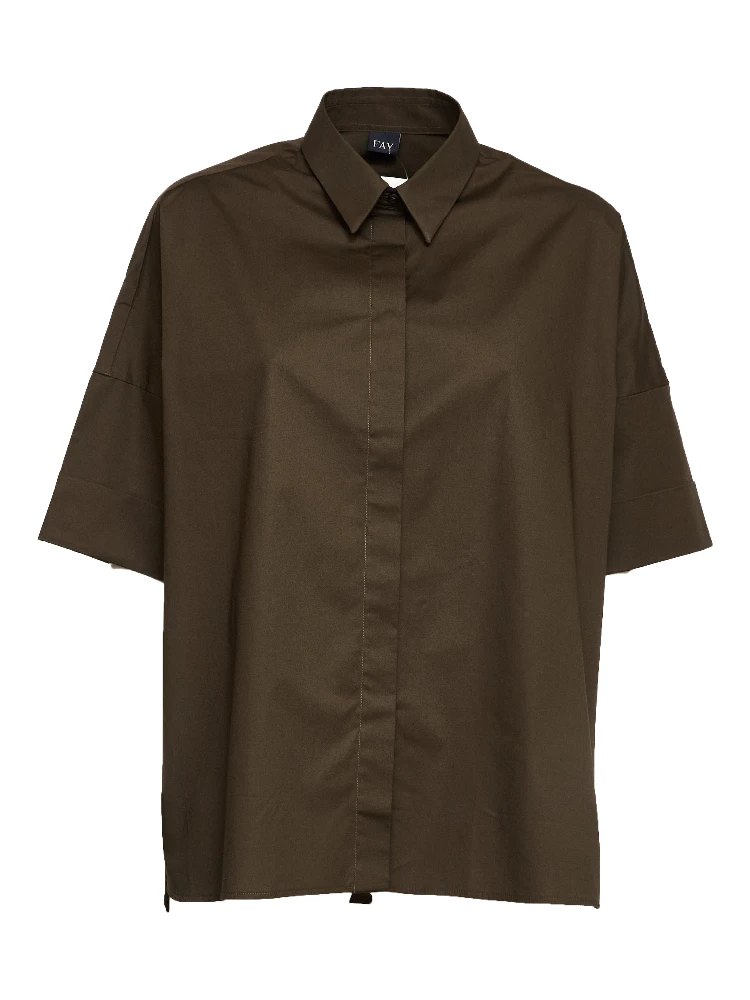 Camicia In Popeline Di Cotone Stretch