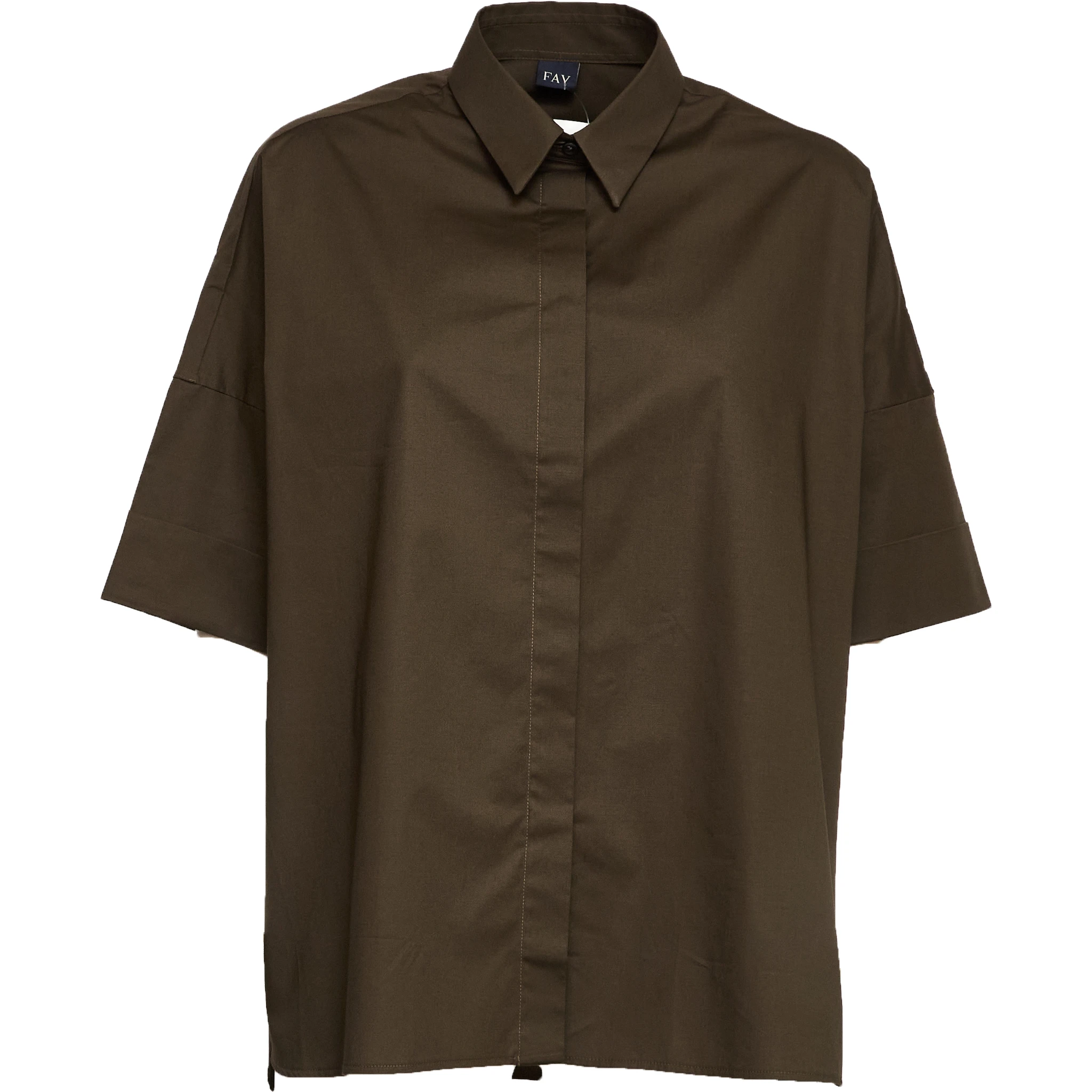 Camicia In Popeline Di Cotone Stretch