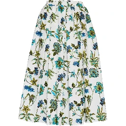 Gonna Lunga In Popeline Con Stampa Fiori Fay