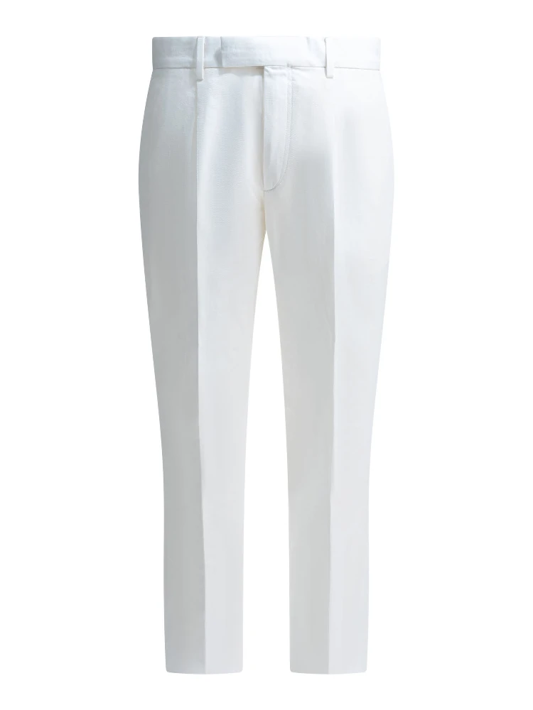Straight leg pants in linen and cotton