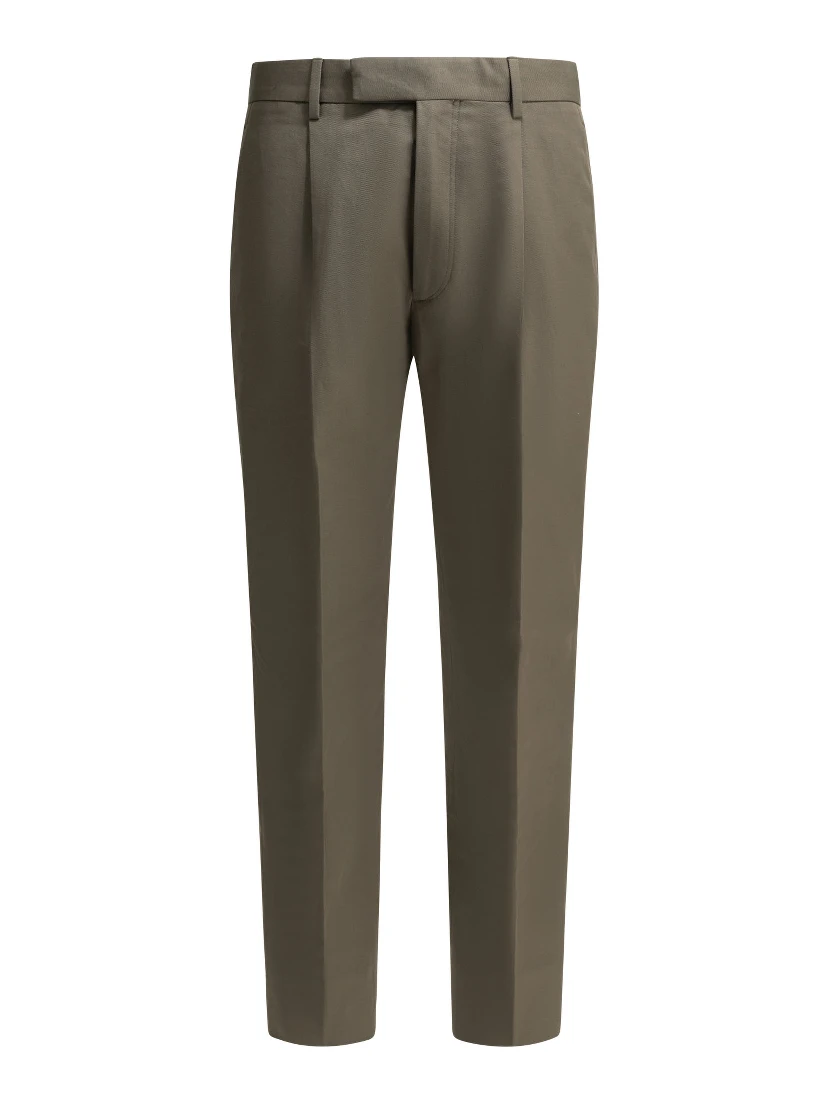 Straight leg pants in cotton and linen blend