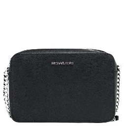 Michael Kors Jet Set Large East West Black Saffiano Leather Crossbody Handbag