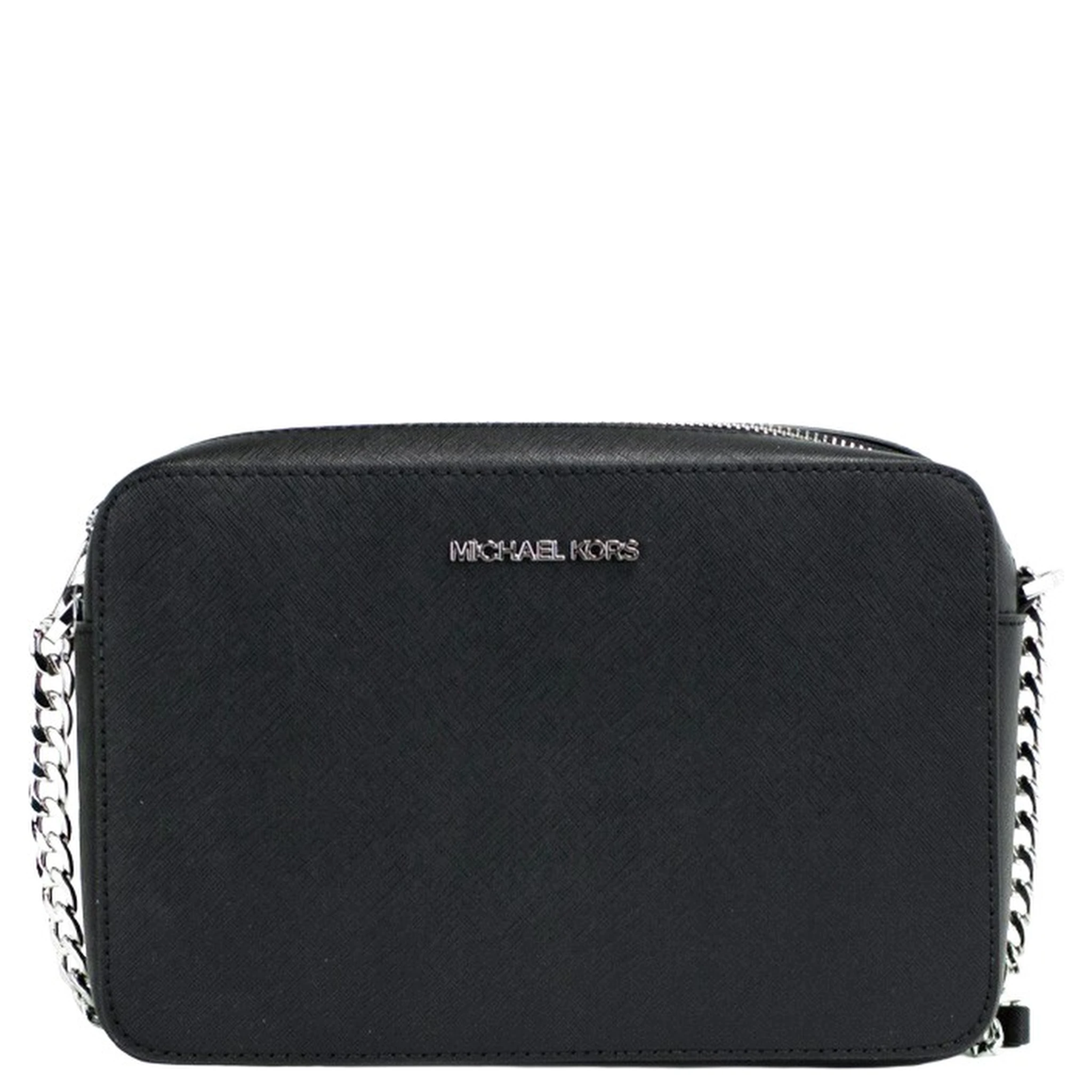 Michael Kors Jet Set Large East West Black Saffiano Leather Crossbody Handbag