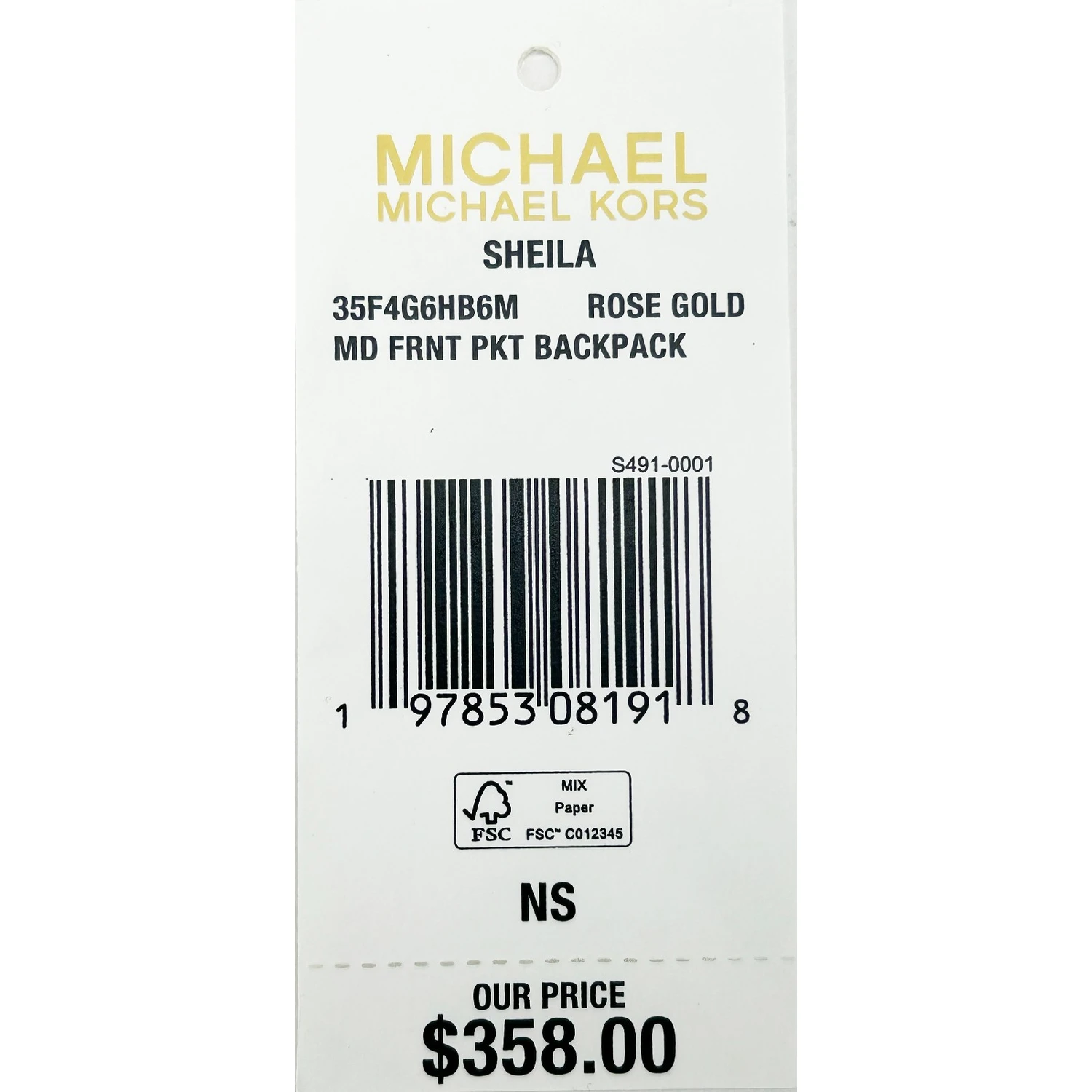 Michael Kors Sheila Medium PVC Backpack Bookbag