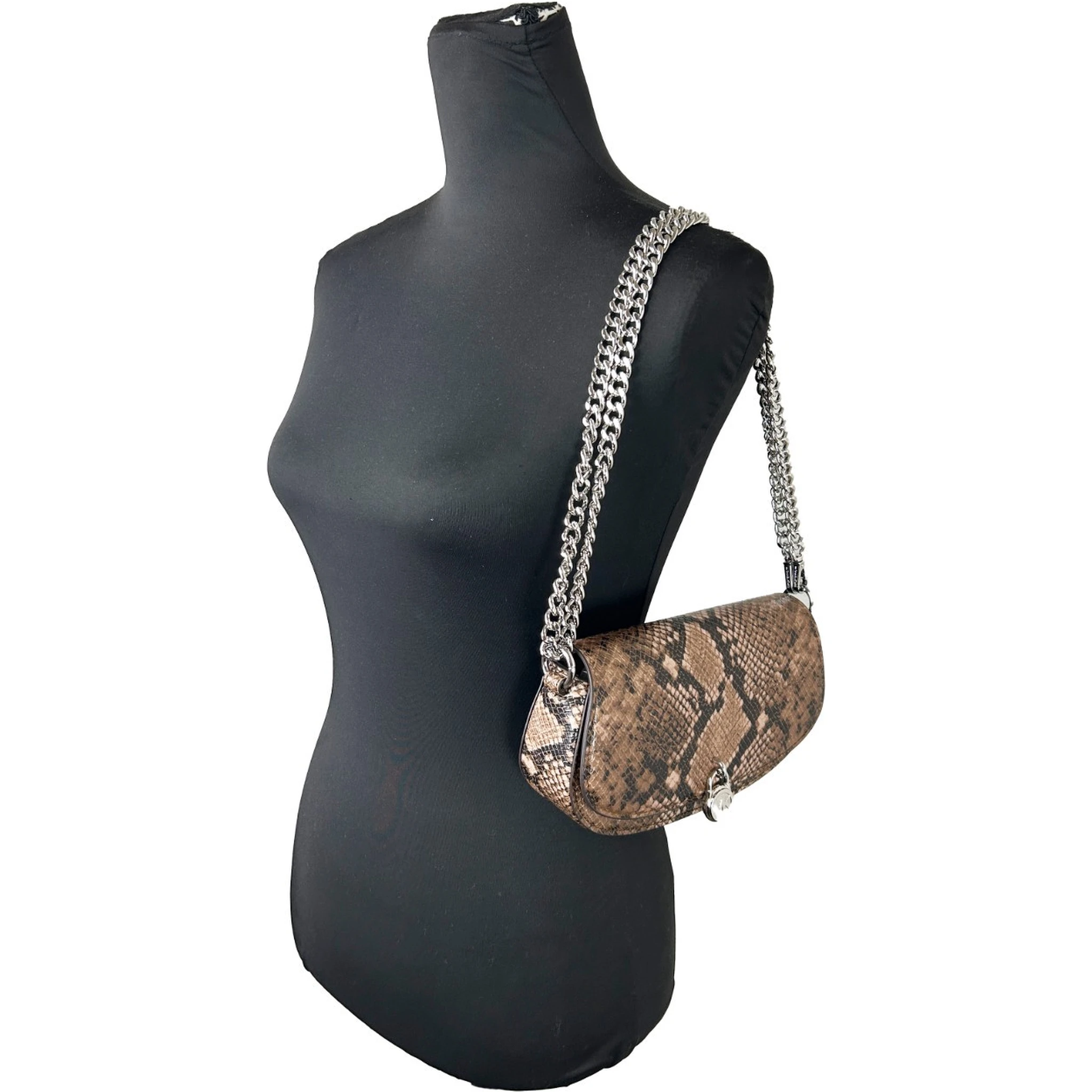Michael Kors Mila Small Snakeskin Messenger Crossbody Bag