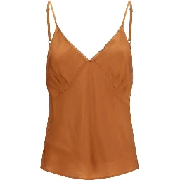 Orange Silk Sleeveles T-Shirt