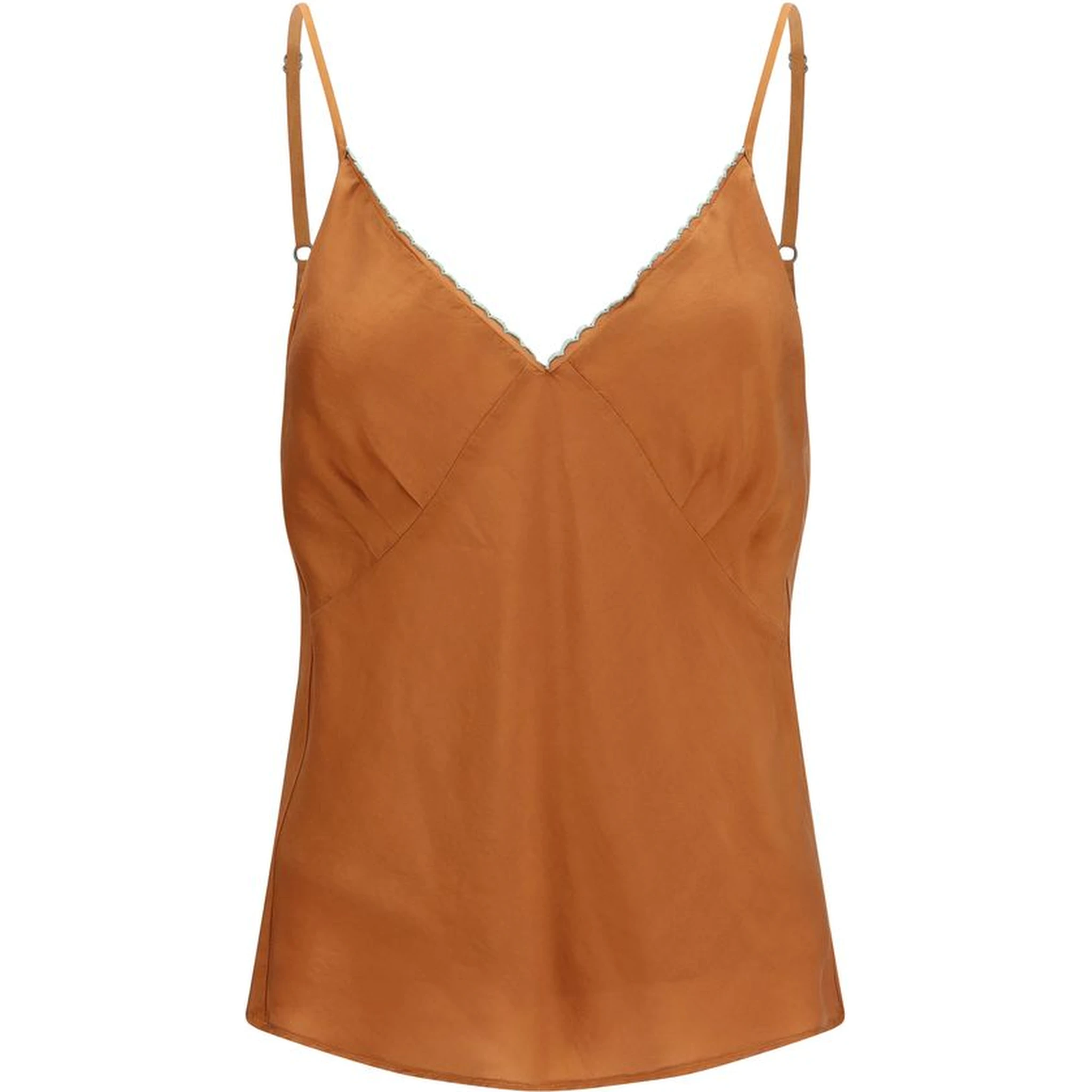 Orange Silk Sleeveles T-Shirt
