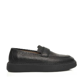 Black Leather Men Loafer