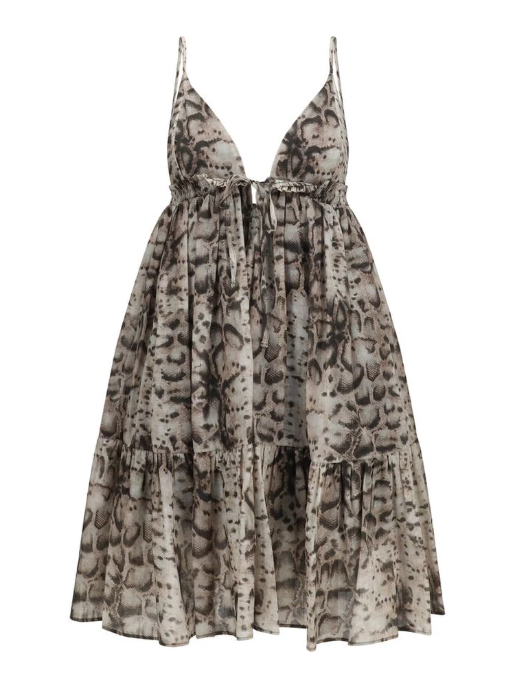 Beige Cotton Casual Dress