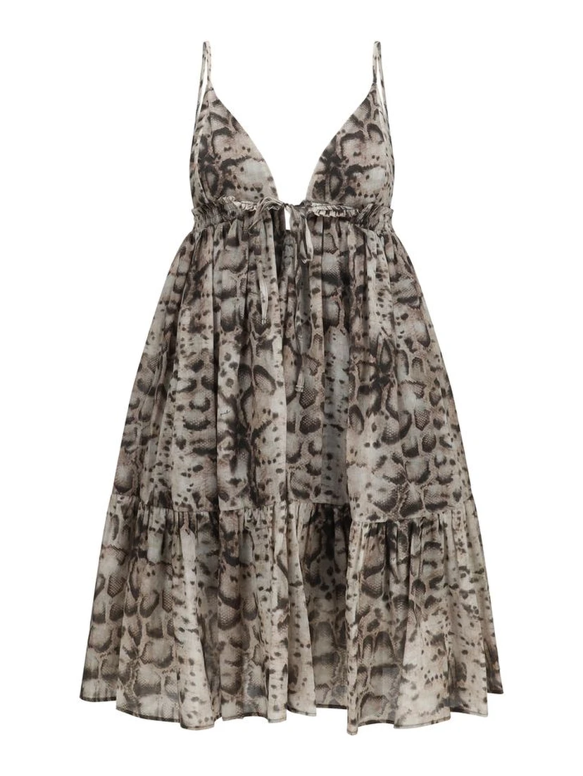Beige Cotton Casual Dress