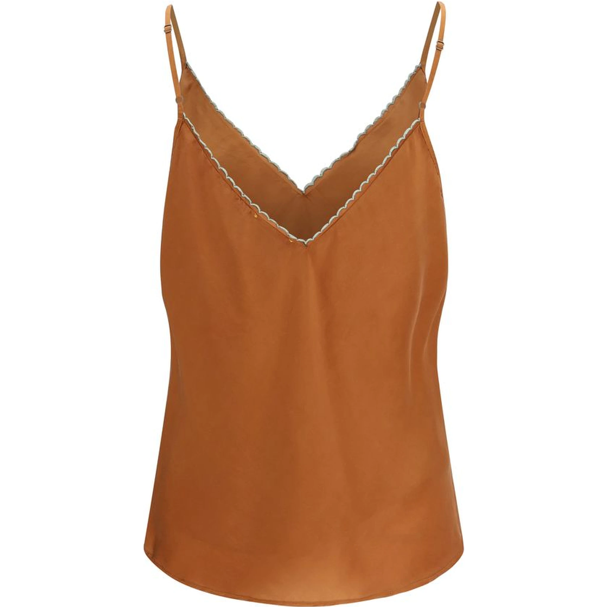 Orange Silk Sleeveles T-Shirt