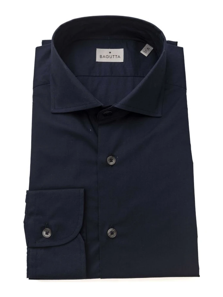 Blue Cotton Men's Slim Shirt