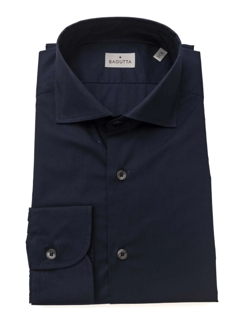 Blue Cotton Men's Slim Shirt