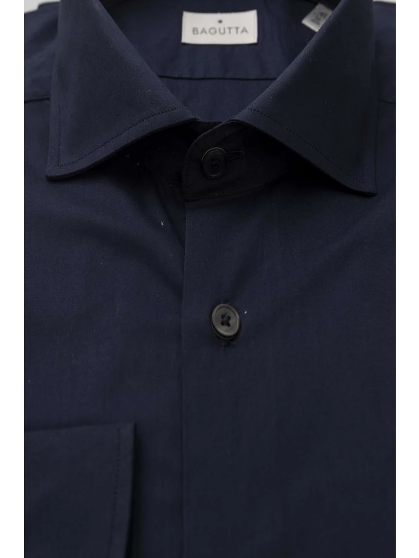 Blue Cotton Men's Slim Shirt