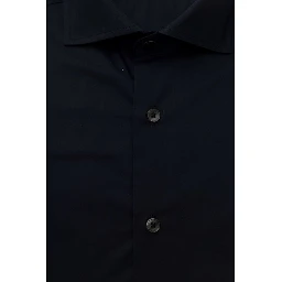 Blue Cotton Men's Slim Shirt