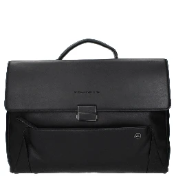 Black Leather Business And Laptop Bag