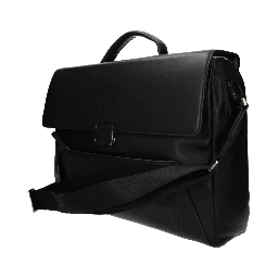 Black Leather Business And Laptop Bag
