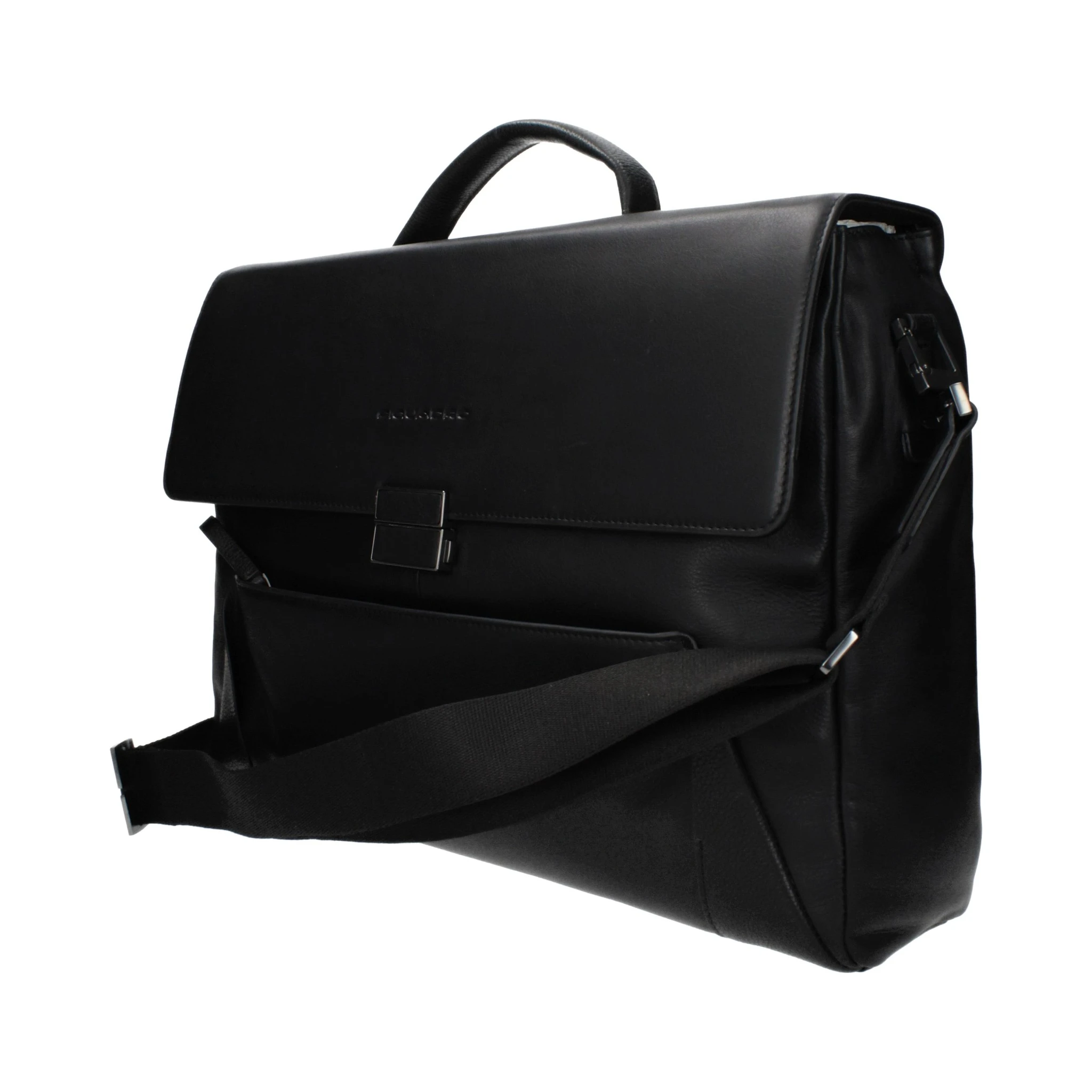 Black Leather Business And Laptop Bag