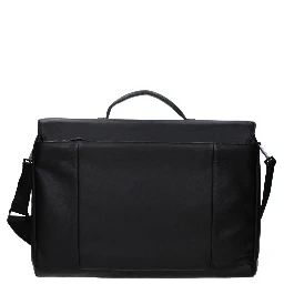 Black Leather Business And Laptop Bag