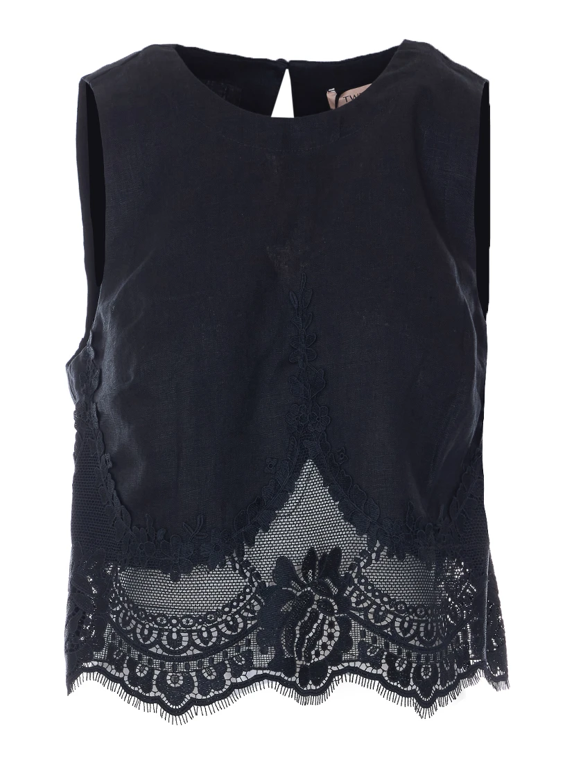 طقم ملابس علوية أسود مكون من قطعتين