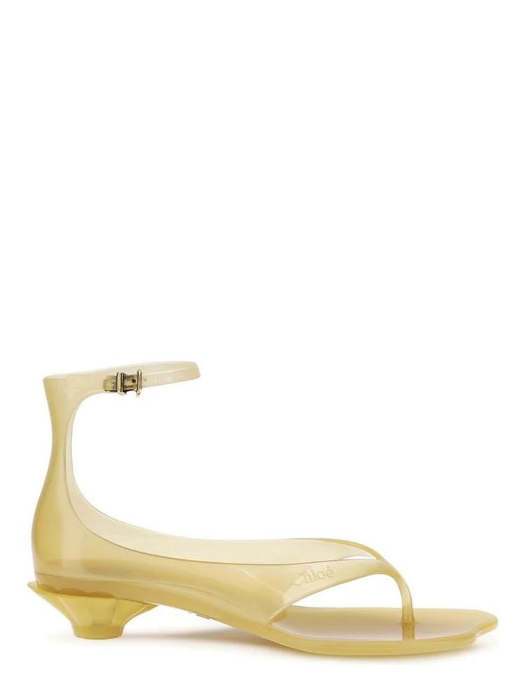Beige Polyurethane Flat Sandals