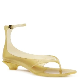 Beige Polyurethane Flat Sandals