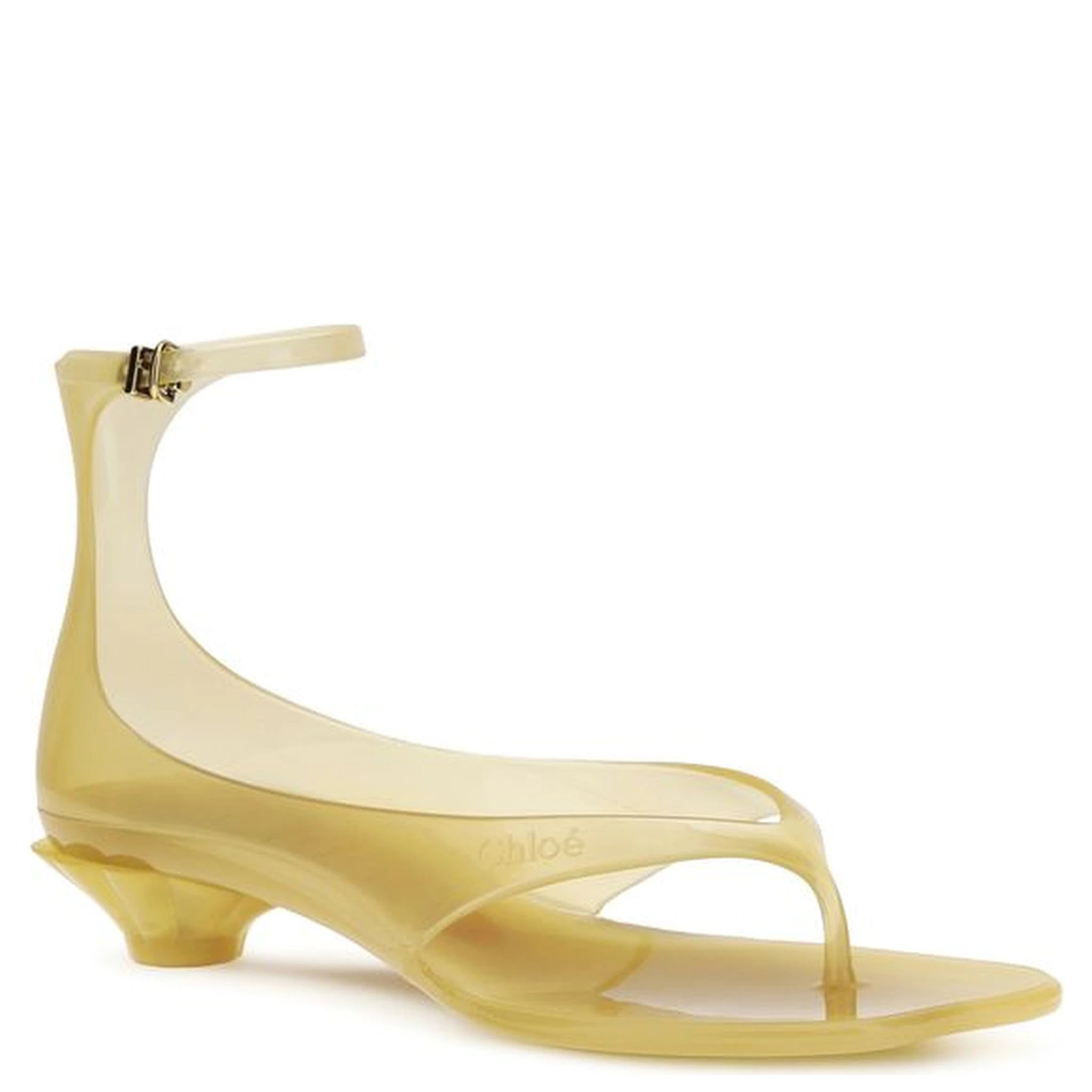 Beige Polyurethane Flat Sandals
