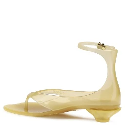 Beige Polyurethane Flat Sandals
