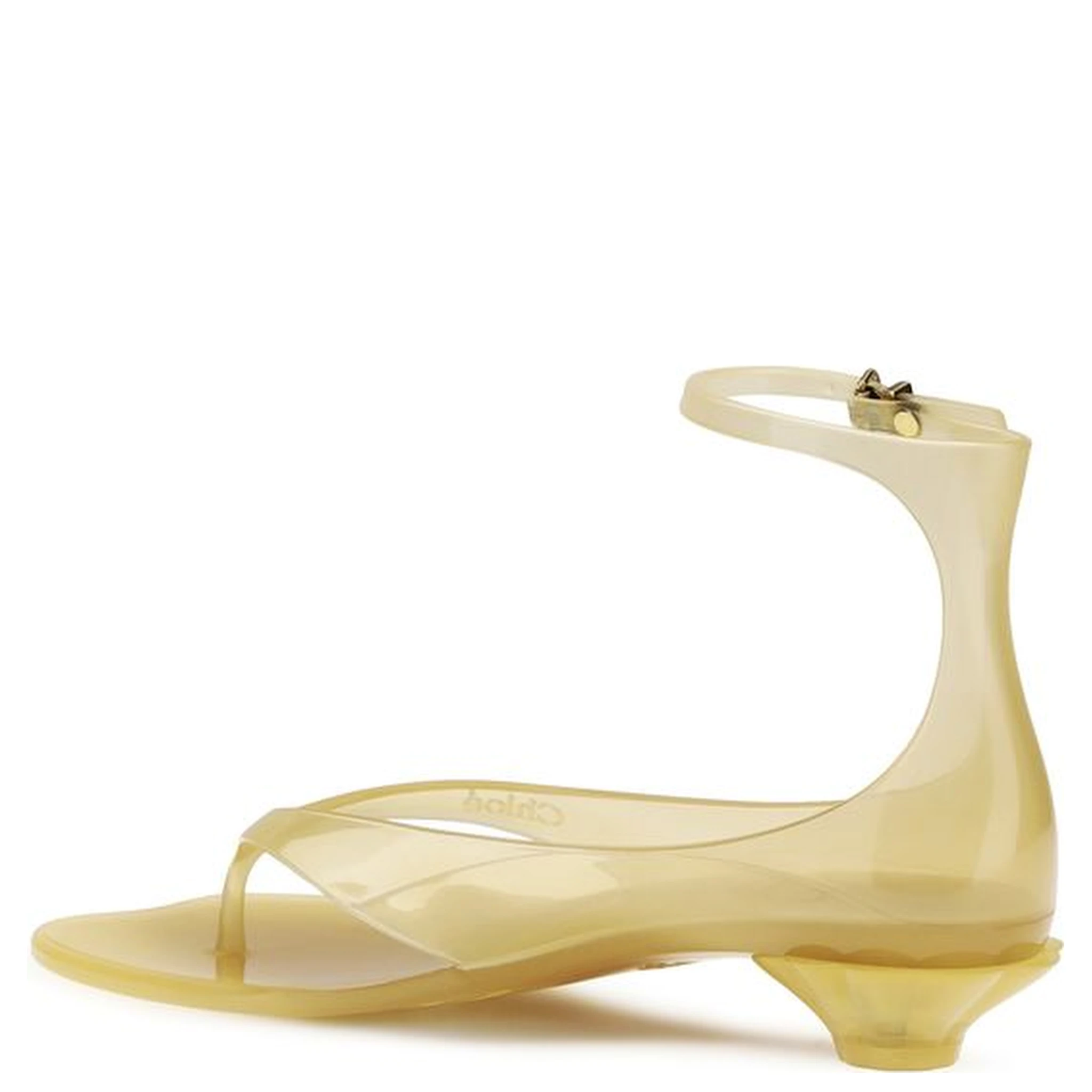 Beige Polyurethane Flat Sandals
