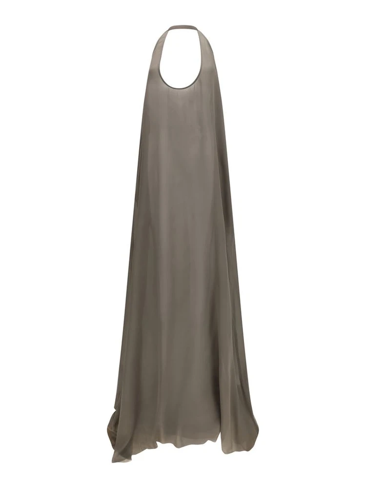 Gray Silk Casual Dress