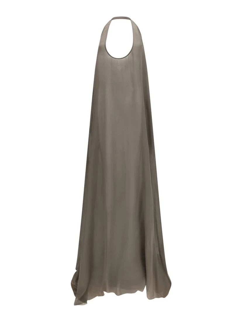 Gray Silk Casual Dress