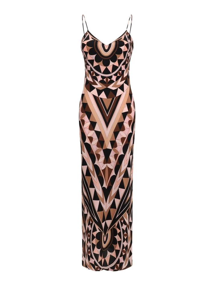 Multicolor Silk Long Dress