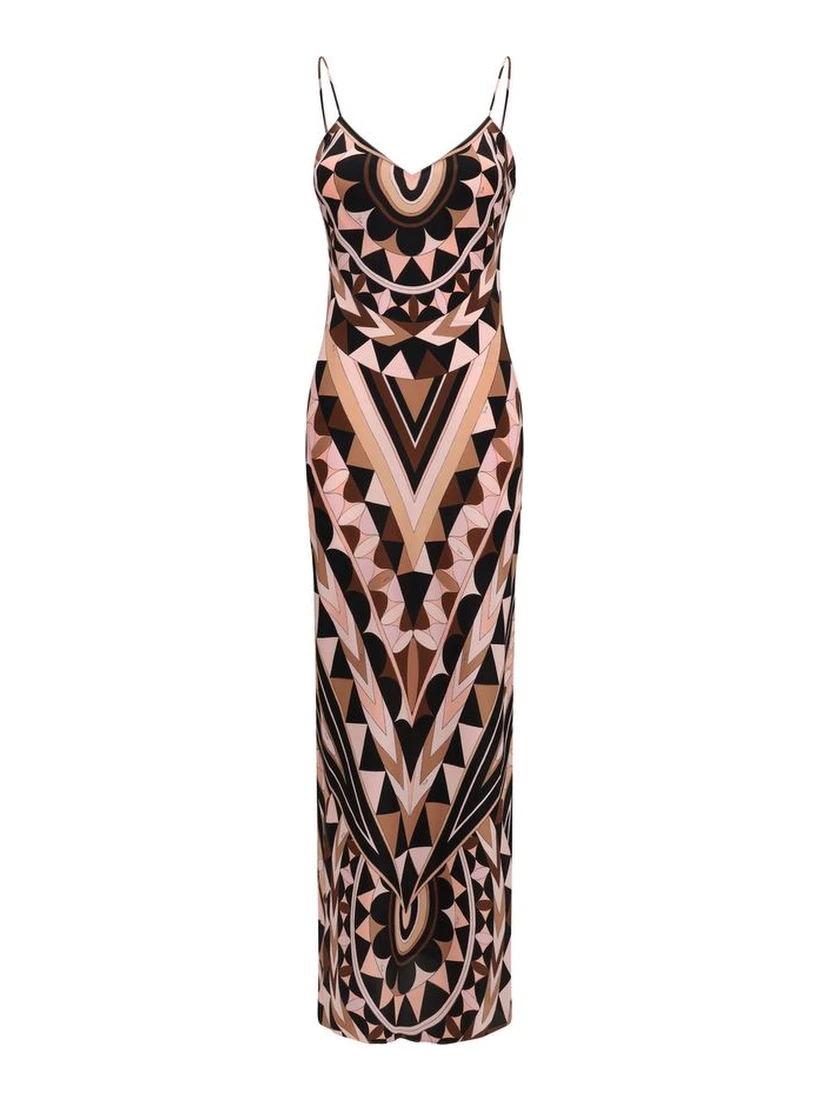 Multicolor Silk Long Dress