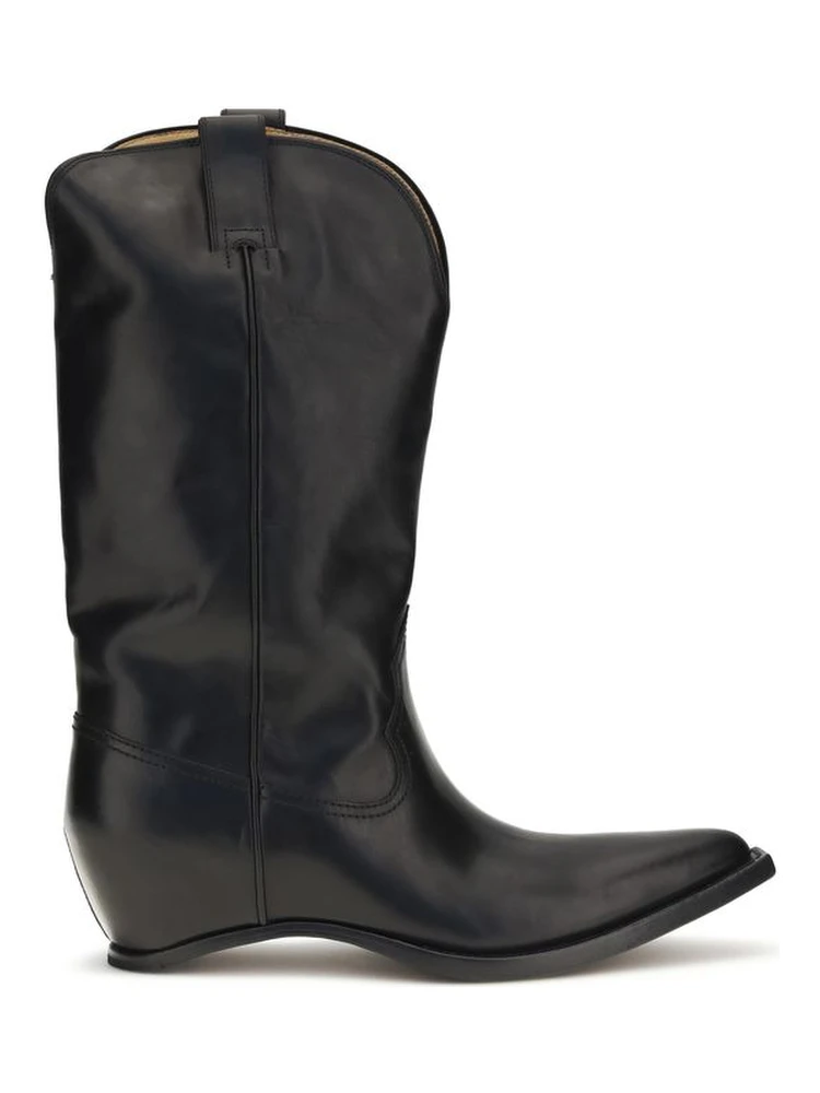 Black Calf Leather Bos Taurus Ankle Boots