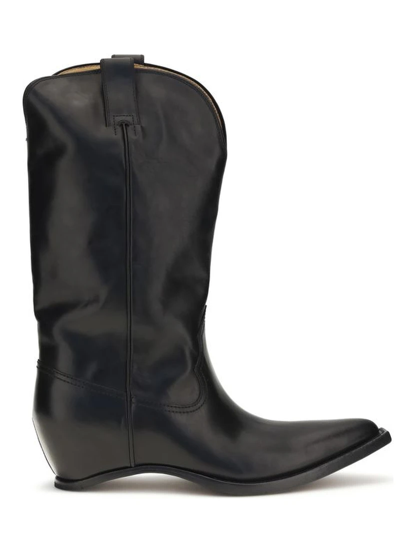 Black Calf Leather Bos Taurus Ankle Boots