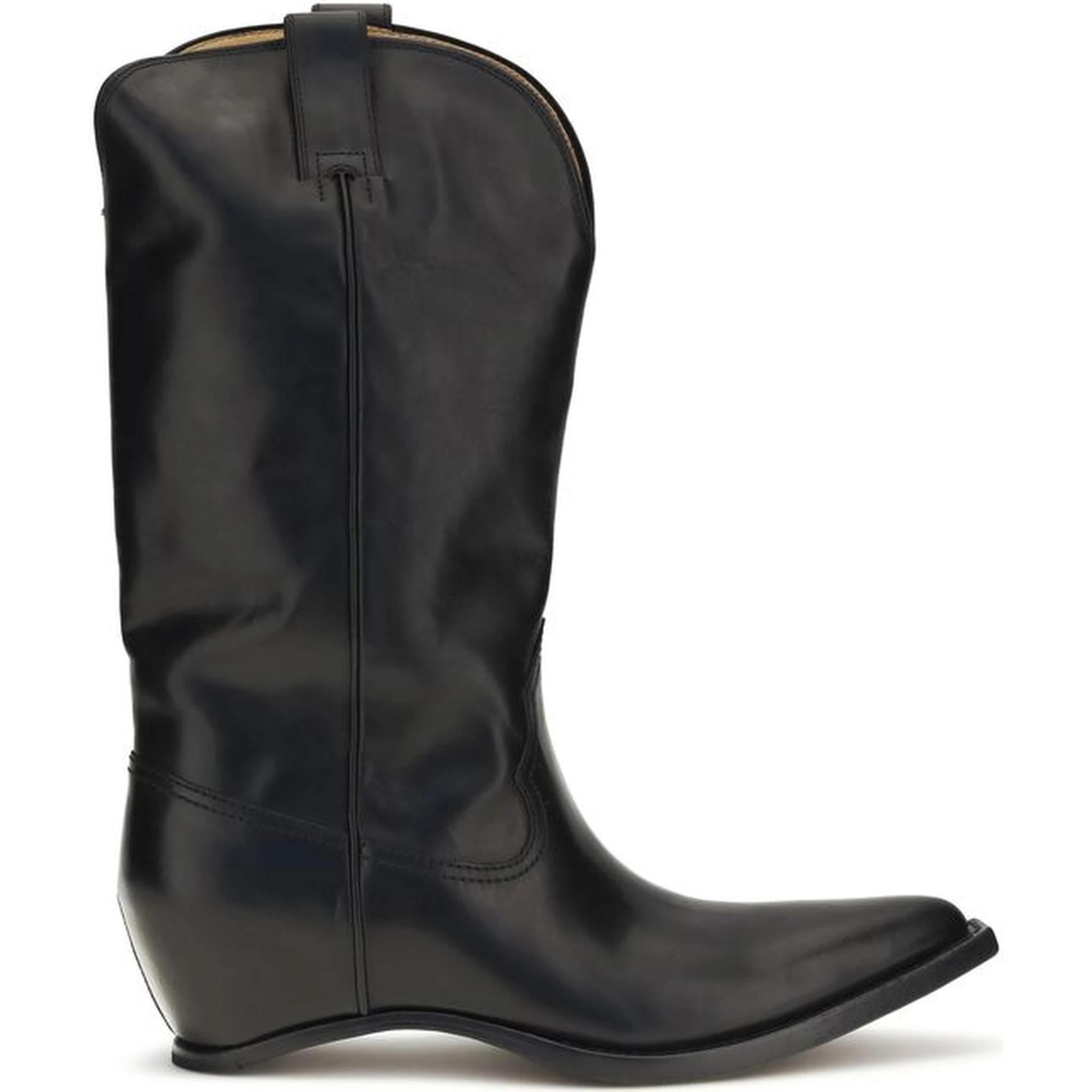 Black Calf Leather Bos Taurus Ankle Boots