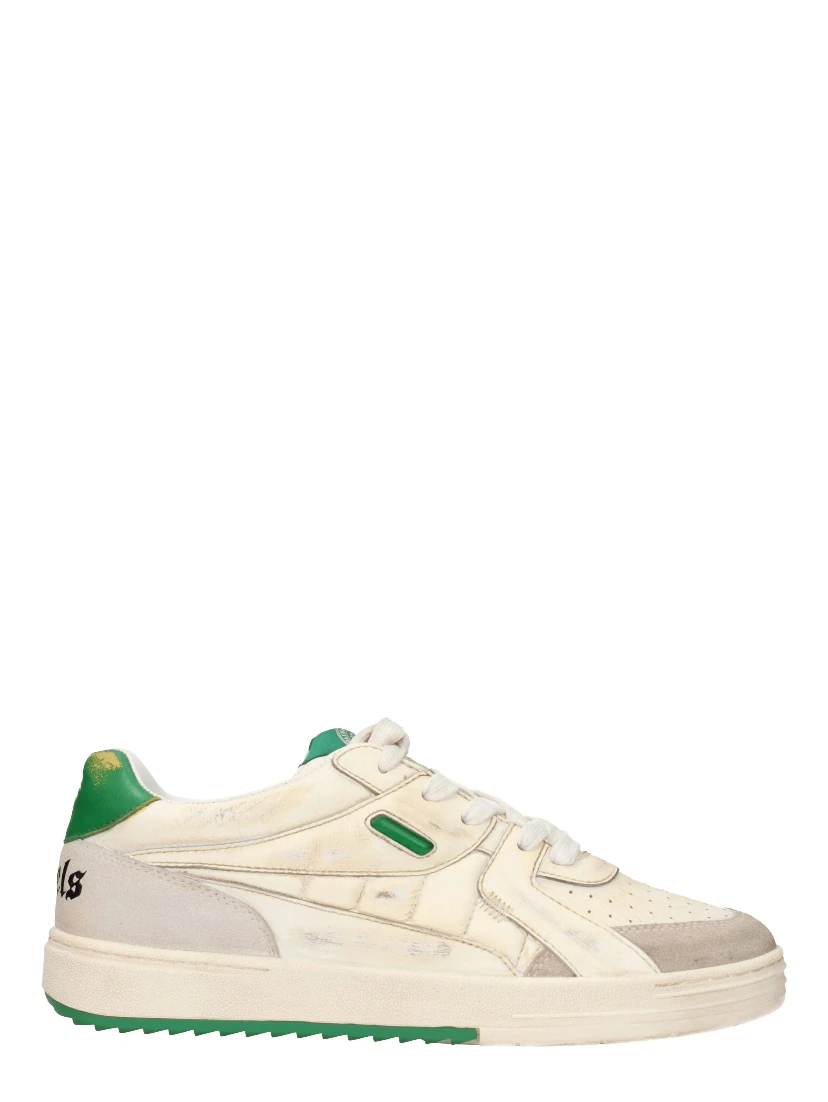 Beige Leather Low Top Sneakers